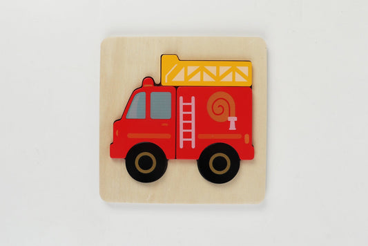 Kaper Kidz Fire Engine Chunky Puzzle featuring a colorful fire truck with large, easy-to-handle puzzle pieces for young children.