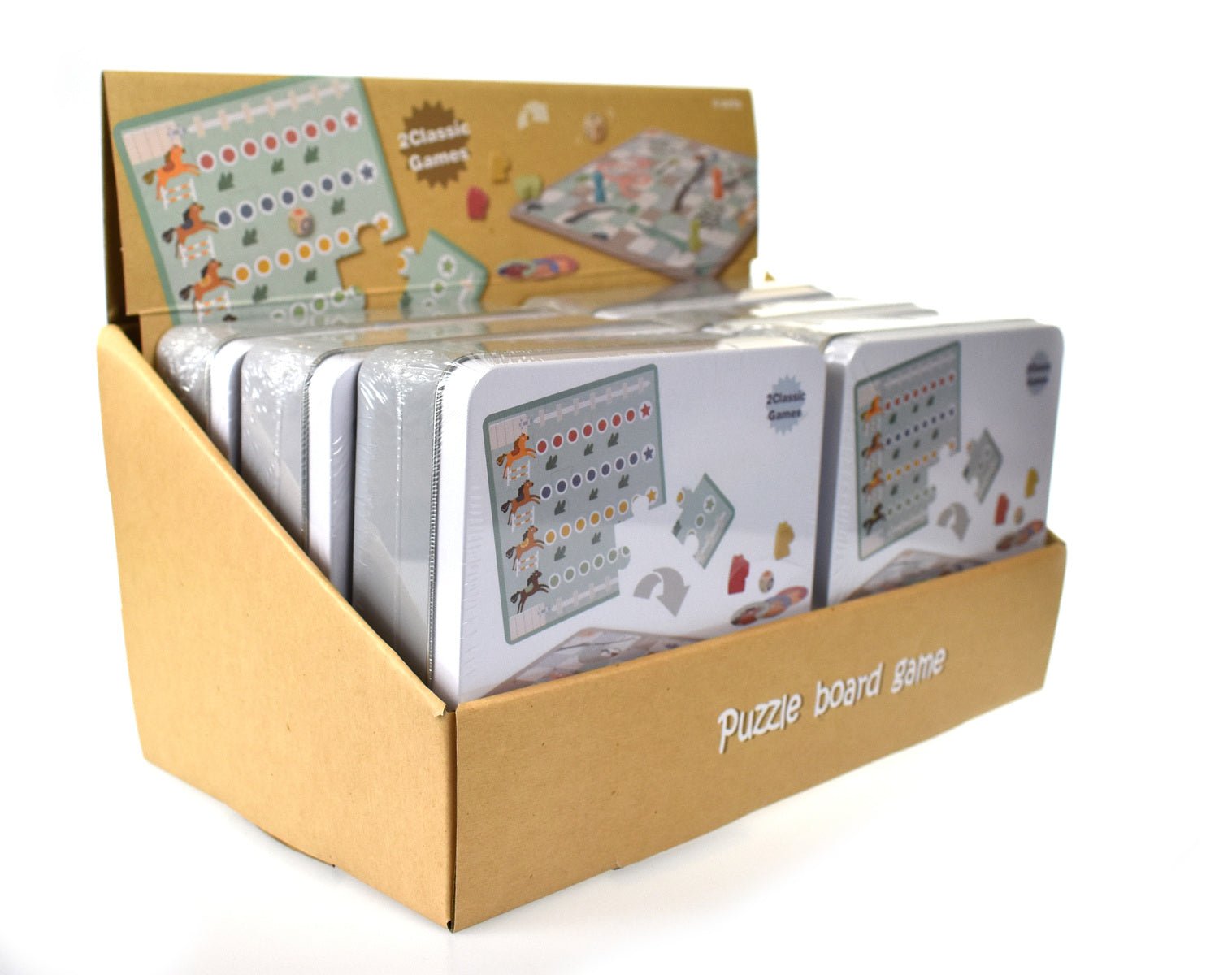 2 IN 1 GAME IN TIN BOX SNAKE & LADDER HORSE RACING - Bamboo Sprout