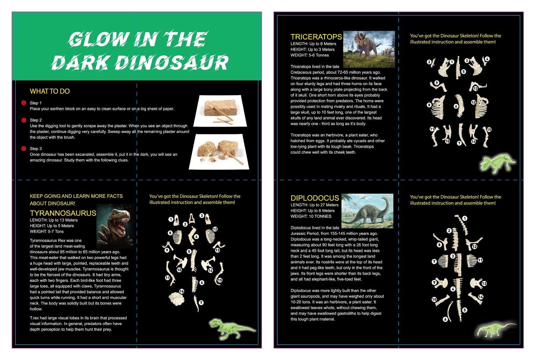 GLOW IN THE DARK TRICERATOPS EXCAVATION KIT - Bamboo Sprout