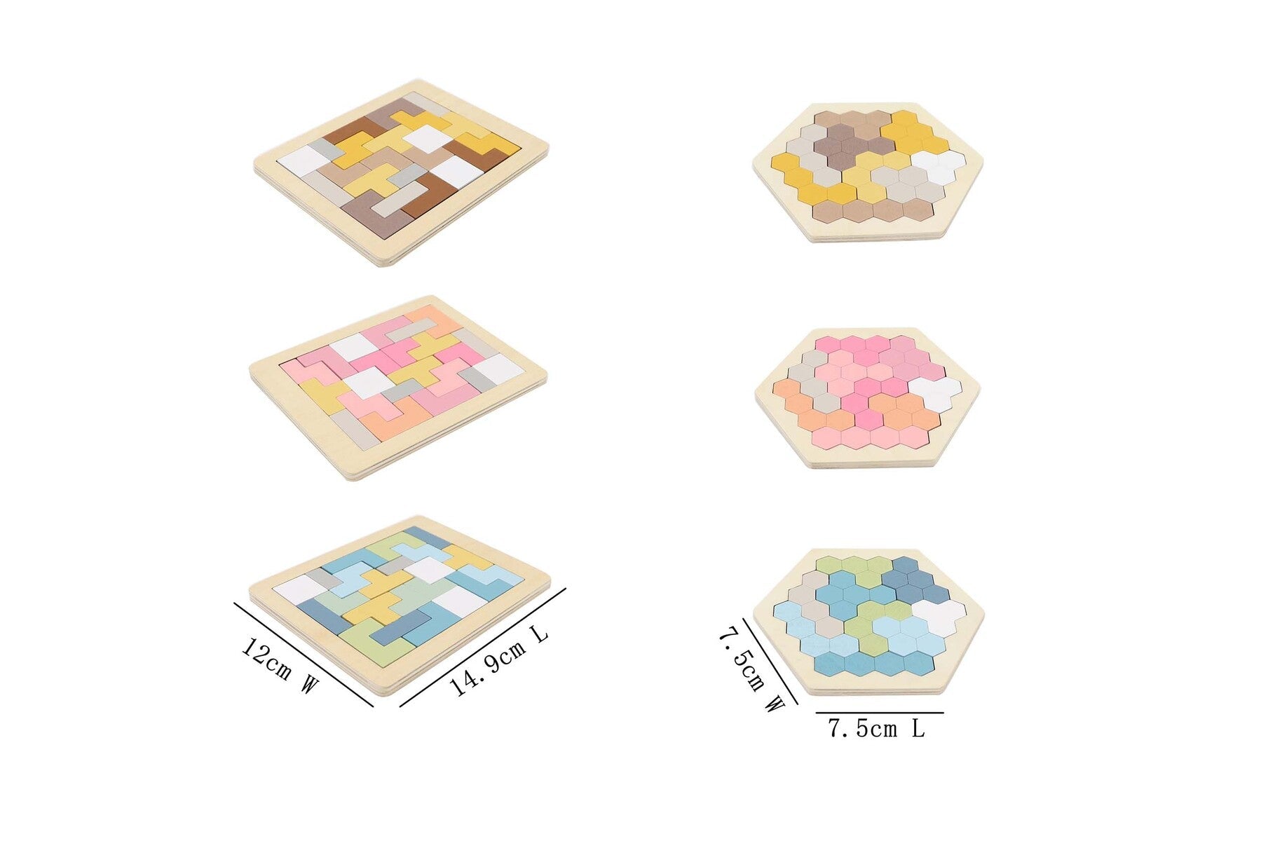 WOODEN HEXAGON & PENTOMINO BRAINTEASER PUZZLE PRICE FOR 6 - Bamboo Sprout