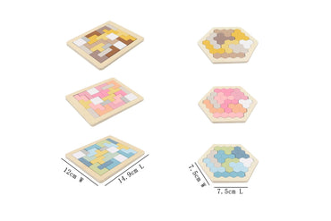 WOODEN HEXAGON & PENTOMINO BRAINTEASER PUZZLE PRICE FOR 6 - Bamboo Sprout