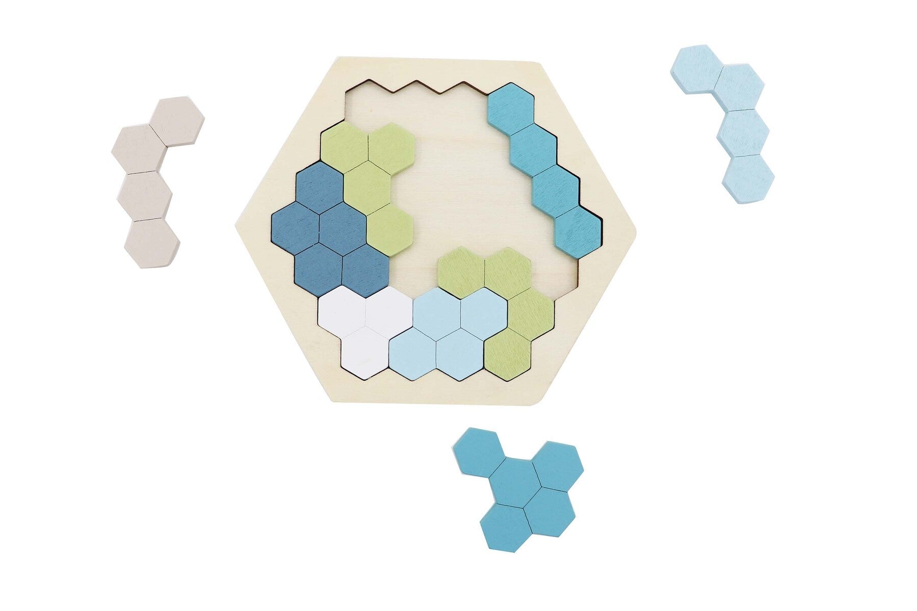 WOODEN HEXAGON & PENTOMINO BRAINTEASER PUZZLE PRICE FOR 6 - Bamboo Sprout