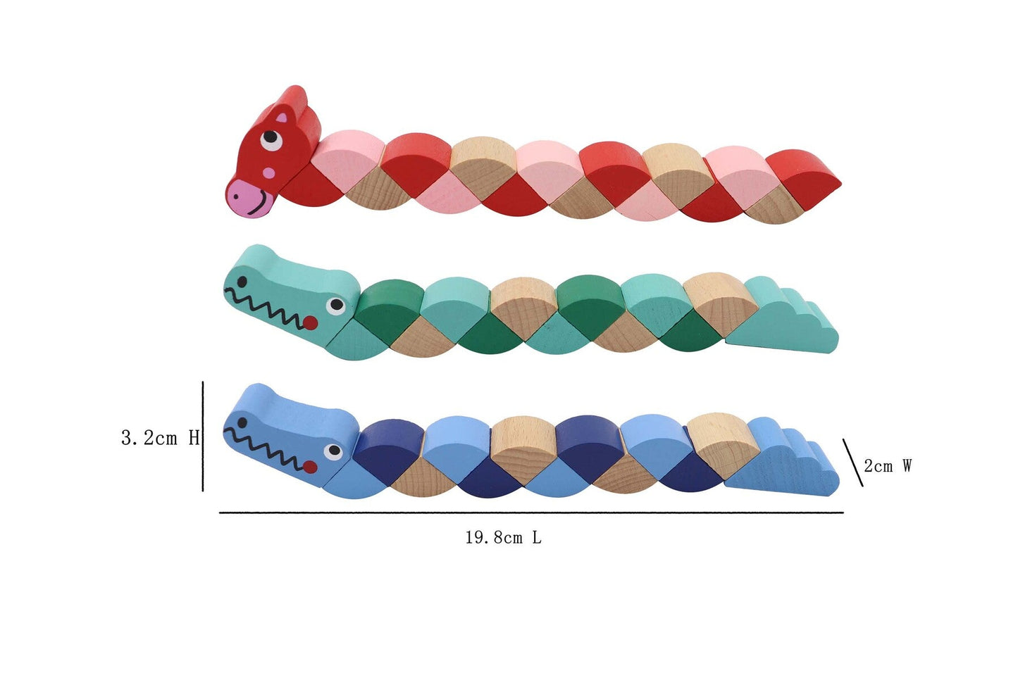 WOODEN JOINTED CROCODILE GIRAFFE FIDGET TOY SET OF 3 - Bamboo Sprout