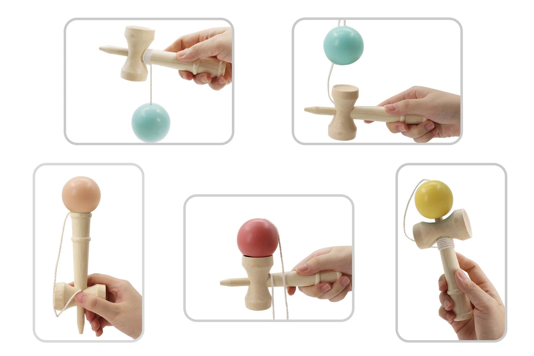 WOODEN KENDAMA CATCH THE BALL GAME SET OF 4 - Bamboo Sprout