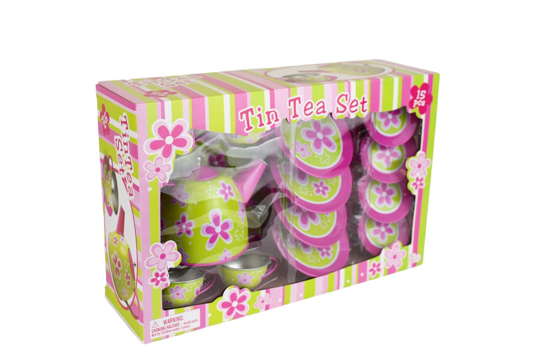 LIME DAISY FLOWER TIN TEA SET 15PCS - Bamboo Sprout