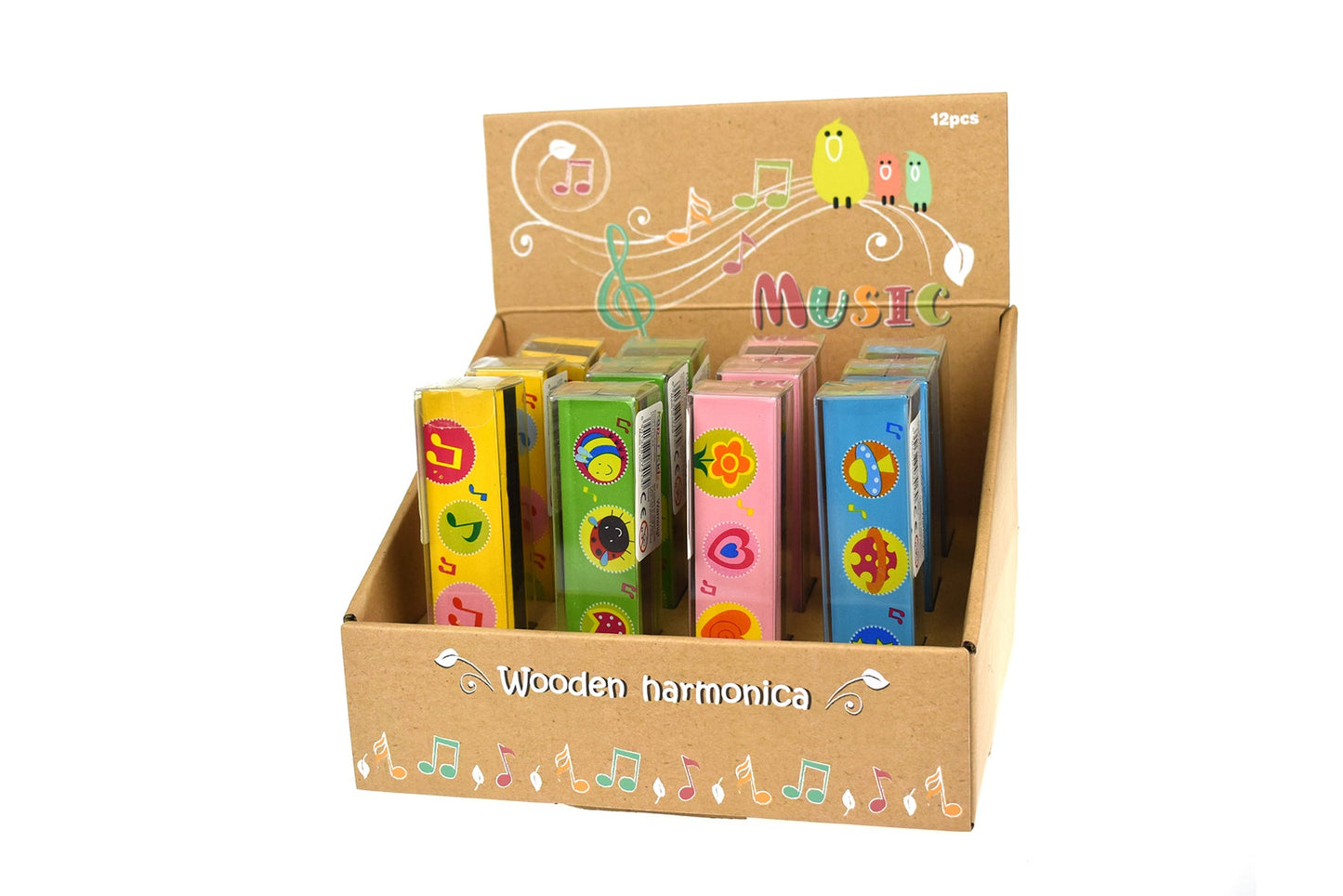 WOODEN MIXED PATTERN HARMONICA - Bamboo Sprout