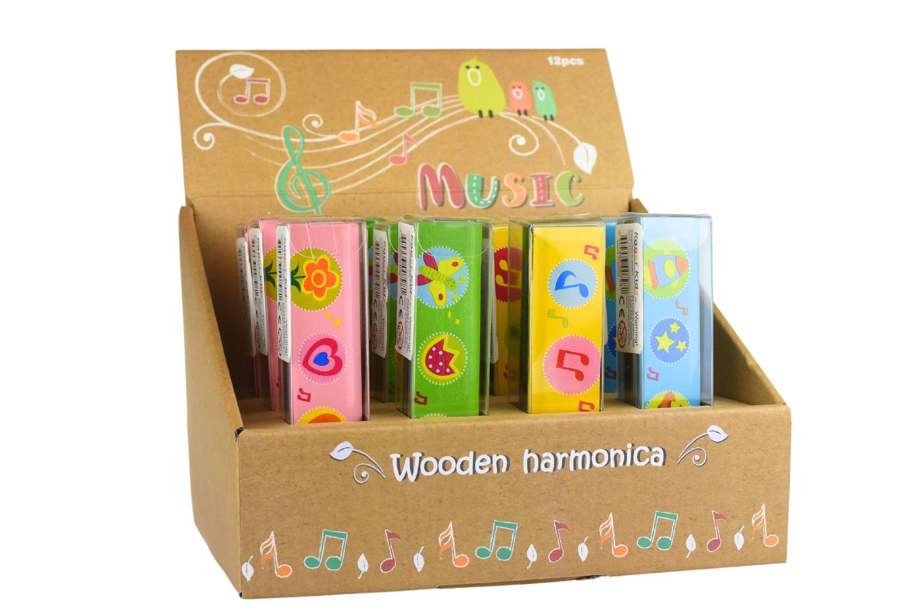 WOODEN MIXED PATTERN HARMONICA - Bamboo Sprout