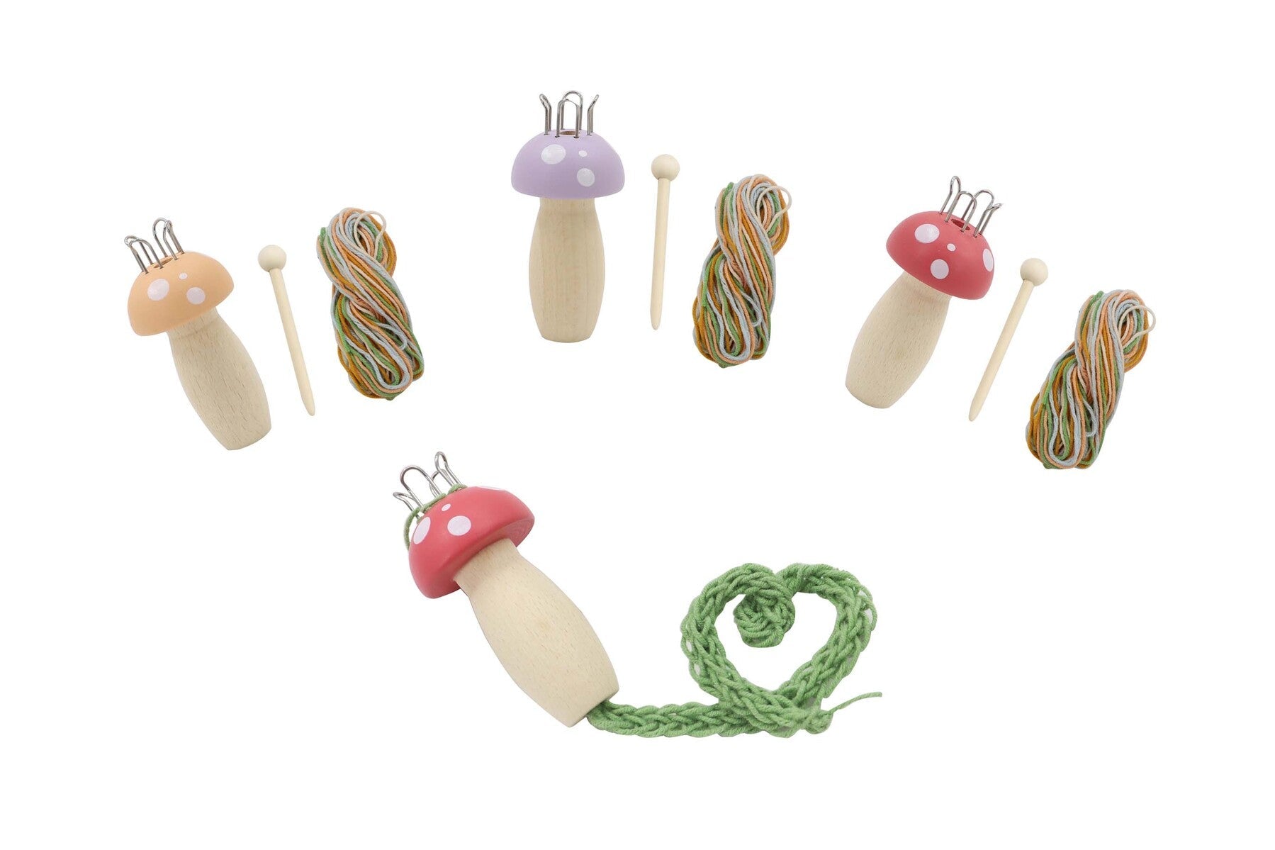WOODEN MUSHROOM KNITTING NANCY CRAFT KIT - PK 3 - Bamboo Sprout