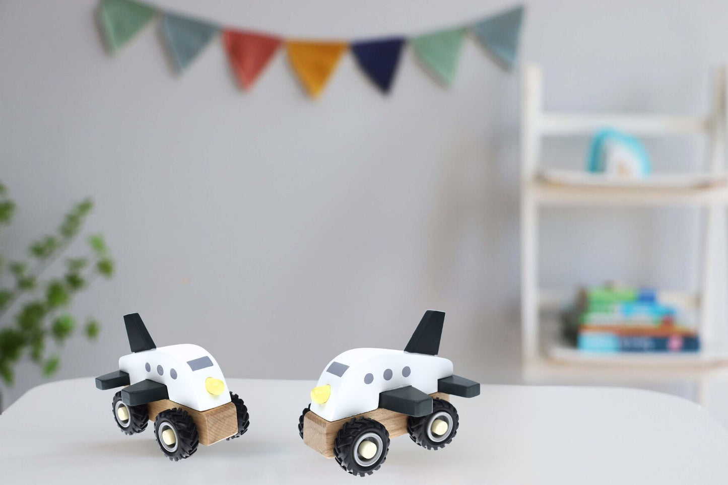 WOODEN OFF - ROAD PLANE TRUCK WHITE - Bamboo Sprout