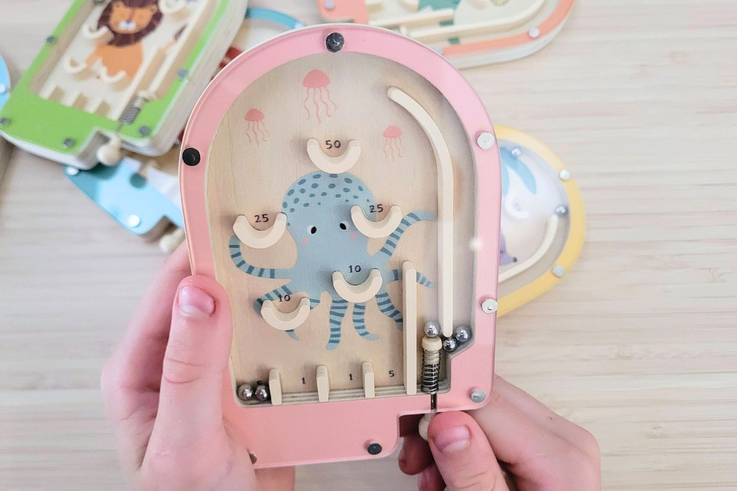WOODEN PINBALL GAME - SET OF 6PCS - Bamboo Sprout