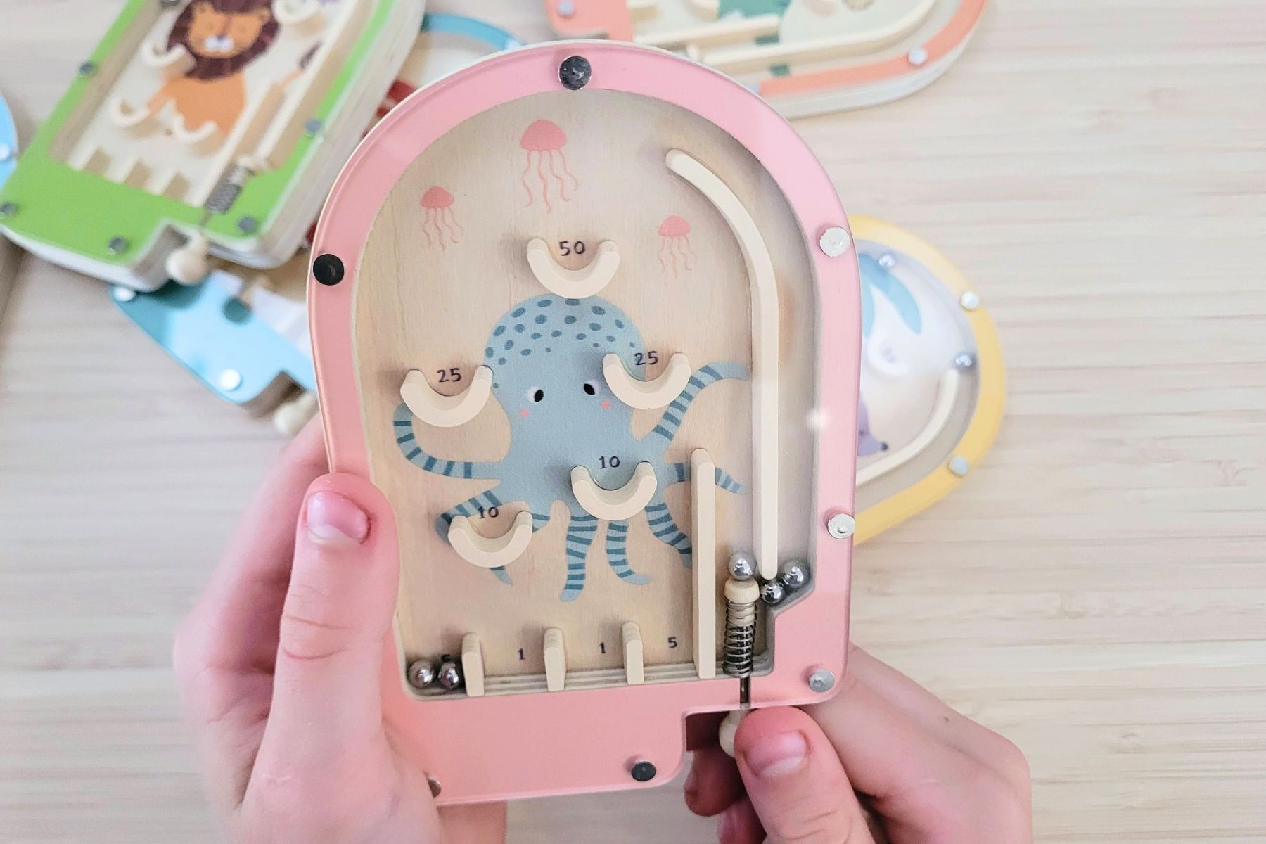 WOODEN PINBALL GAME - SET OF 6PCS - Bamboo Sprout