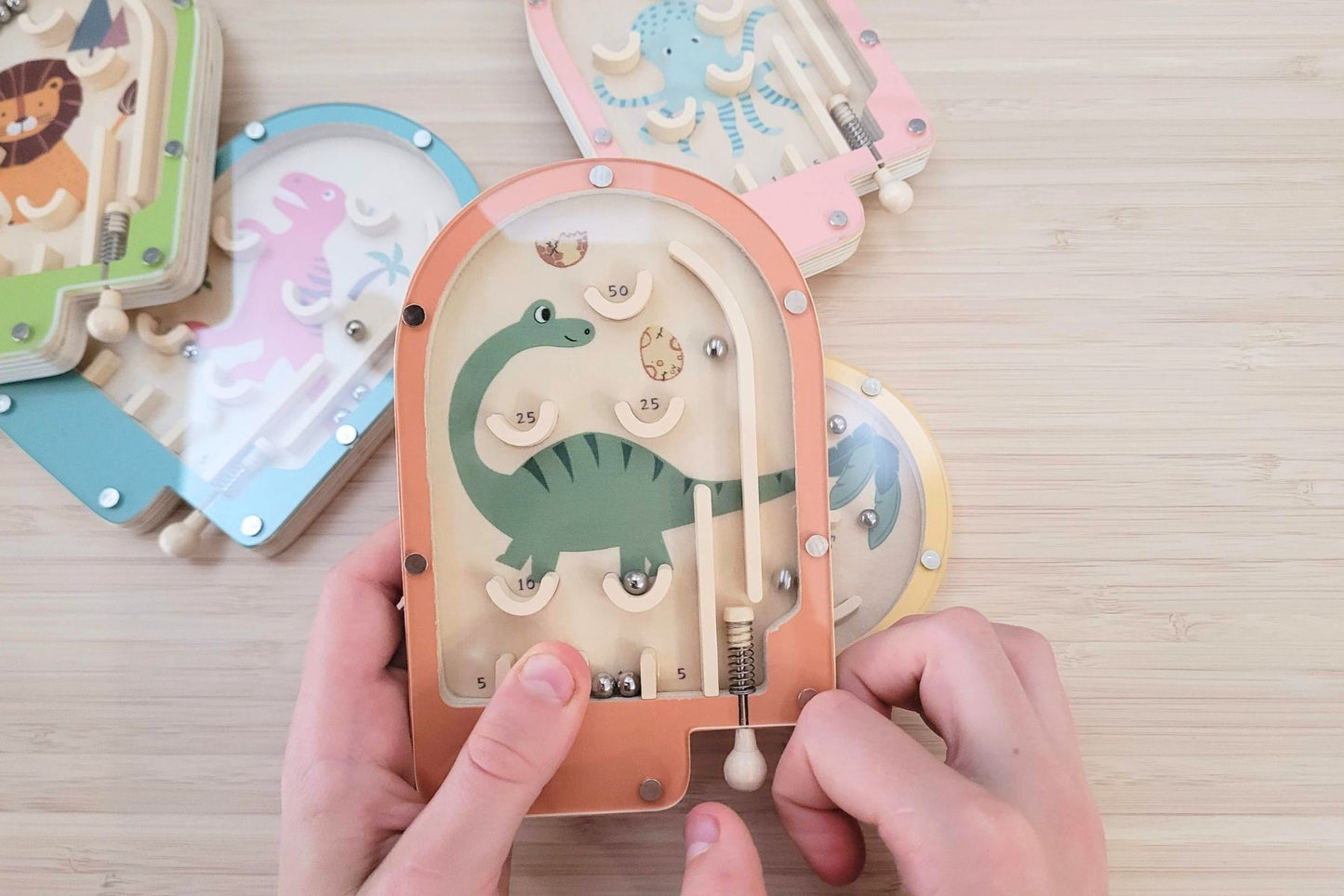 WOODEN PINBALL GAME - SET OF 6PCS - Bamboo Sprout