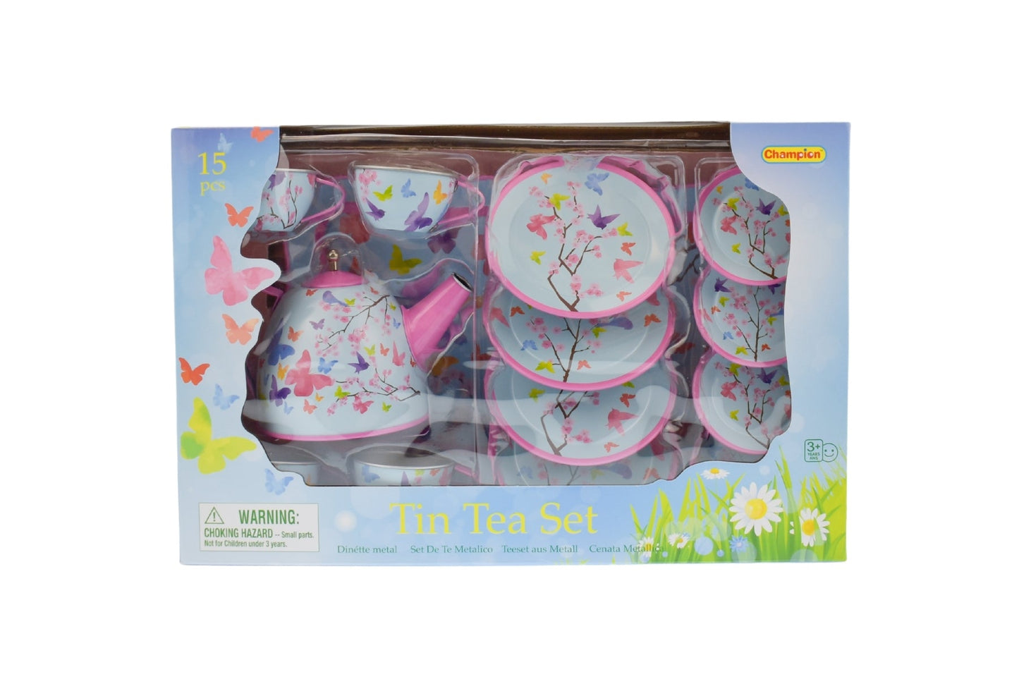 PINK BLOSSOM BUTTERFLY TIN TEA SET 15PCS - Bamboo Sprout