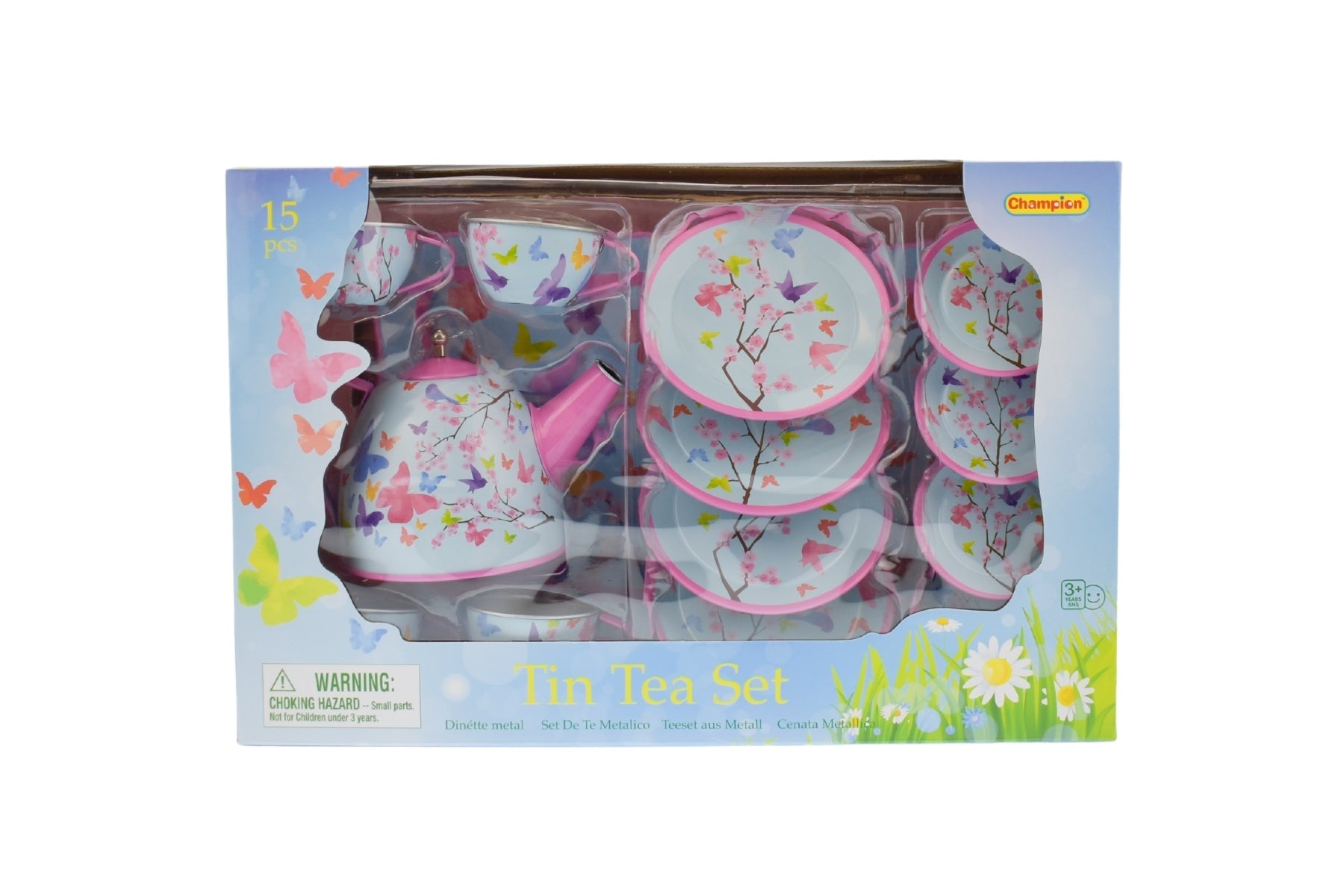PINK BLOSSOM BUTTERFLY TIN TEA SET 15PCS - Bamboo Sprout