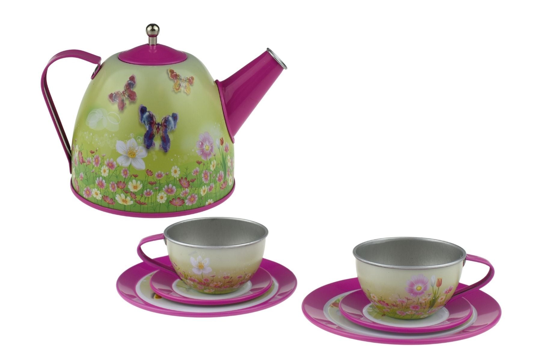 PINK BUTTERFLY TIN TEA SET 15PCS - Bamboo Sprout