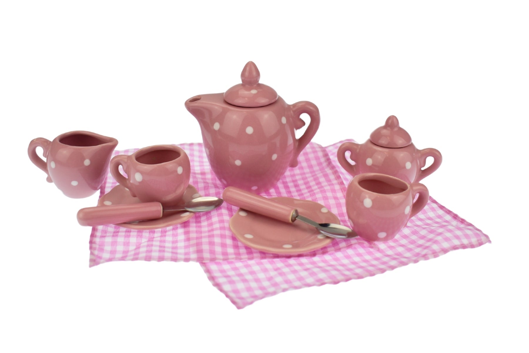 PINK POLKA DOT PORCELAIN TEA SET 13PCS - Bamboo Sprout