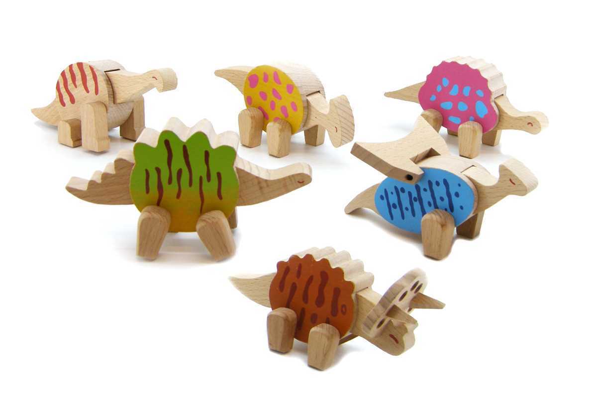 PRICE FOR 6 ASSORTED WOODEN DINOSAUR - Bamboo Sprout