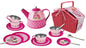 ROSE TIN TEA SET IN PICNIC BASKET 18PCS - Bamboo Sprout
