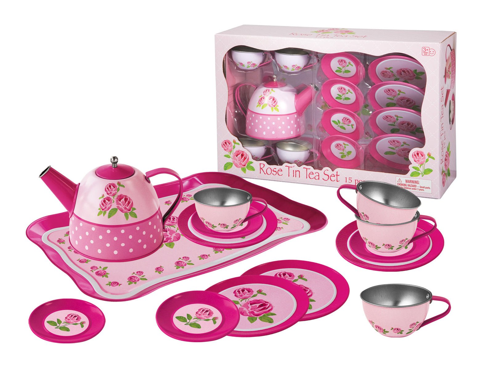 ROSE TIN TEA SET 15PCS - Bamboo Sprout