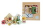 Set of 14 wooden spring insect activity blocks by Kaper Kidz featuring colorful insect illustrations for children.