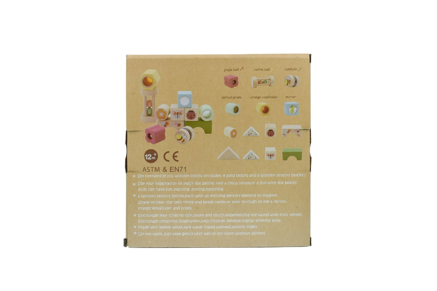 WOODEN SPRING INSECT ACTIVITY BLOCKS 14PCS - Bamboo Sprout