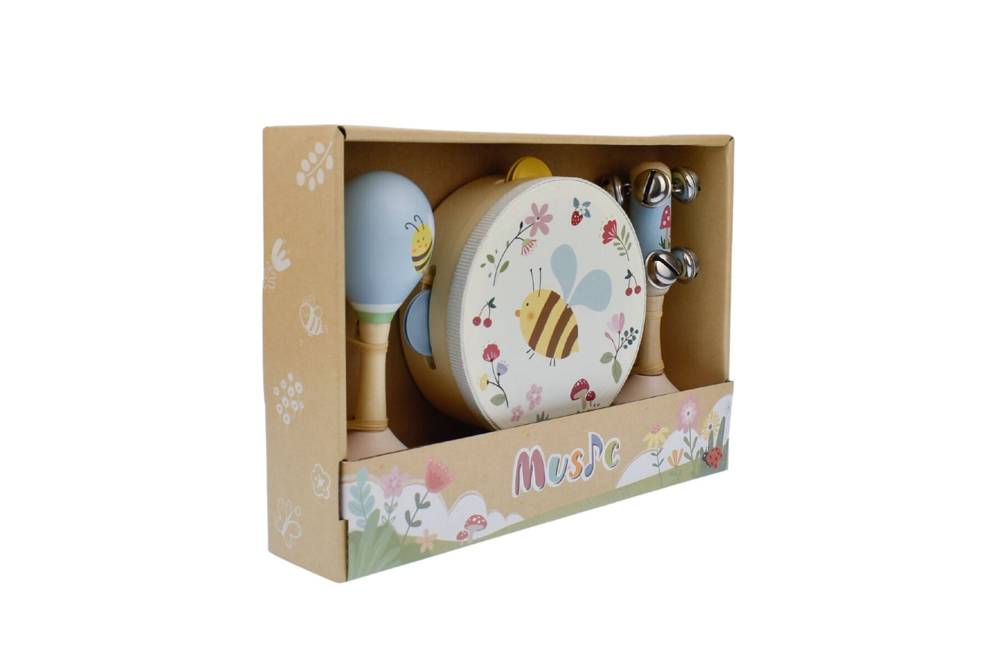 WOODEN SPRING INSECT BEE MUSIC 3 PC SET - Bamboo Sprout
