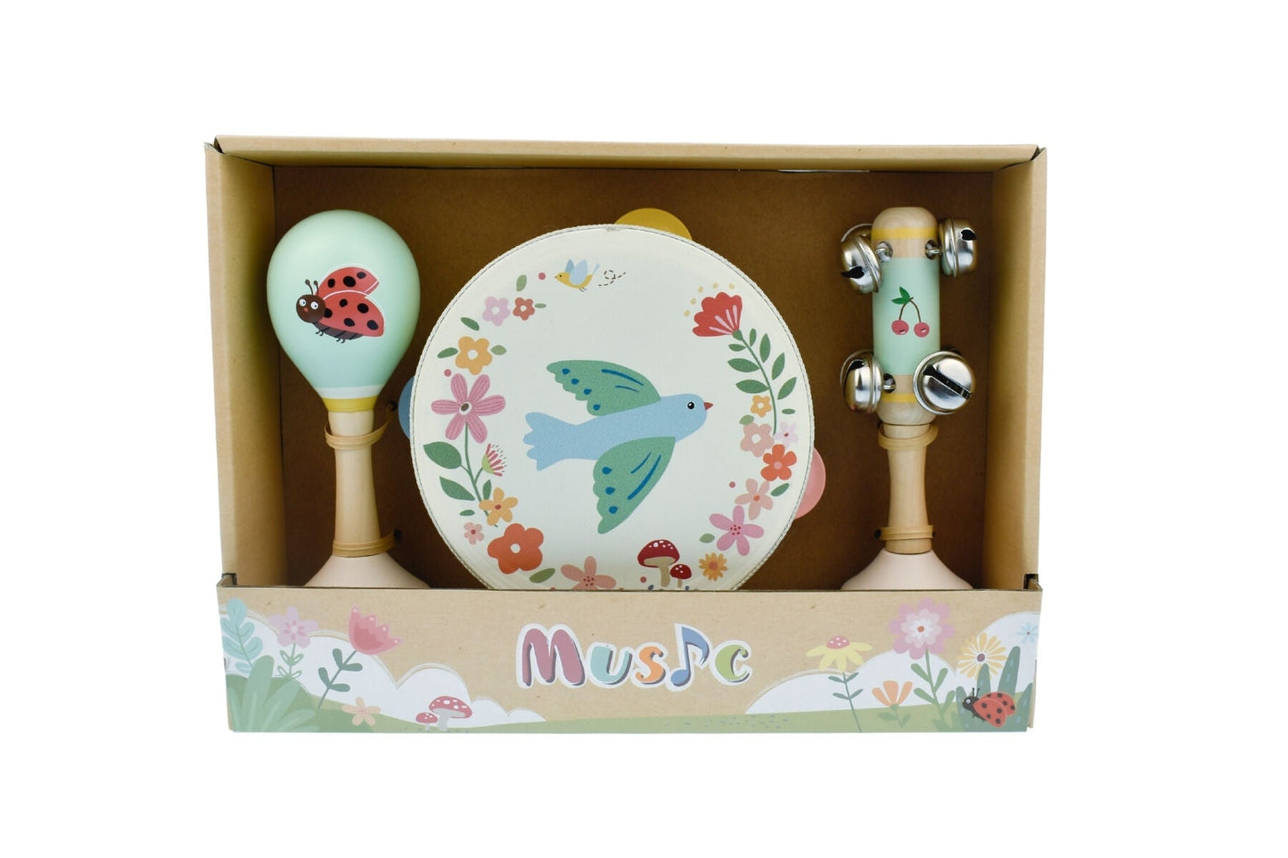 WOODEN SPRING INSECT BIRD MUSIC 3 PC SET - Bamboo Sprout