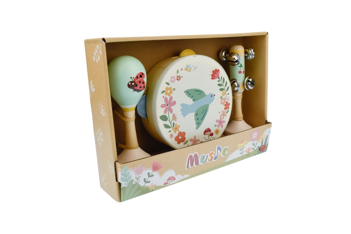 WOODEN SPRING INSECT BIRD MUSIC 3 PC SET - Bamboo Sprout