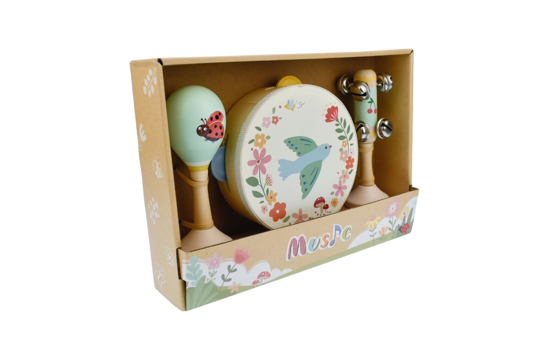 WOODEN SPRING INSECT BIRD MUSIC 3 PC SET - Bamboo Sprout