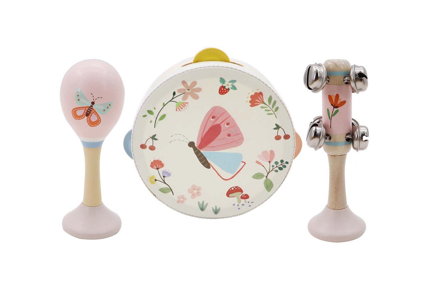 WOODEN SPRING INSECT BUTTERFLY MUSIC 3 PC SET - Bamboo Sprout