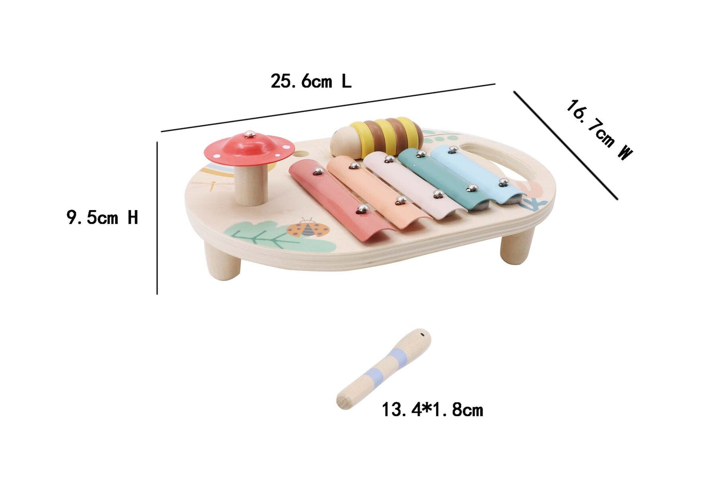 Wooden Spring Insect Music Table by Kaper Kidz featuring colorful insect figures and a musical play surface for children.