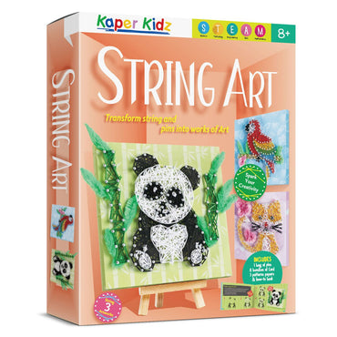 Kaper Kidz String Art Craft Kit with colorful strings and wooden boards for creative art projects for kids