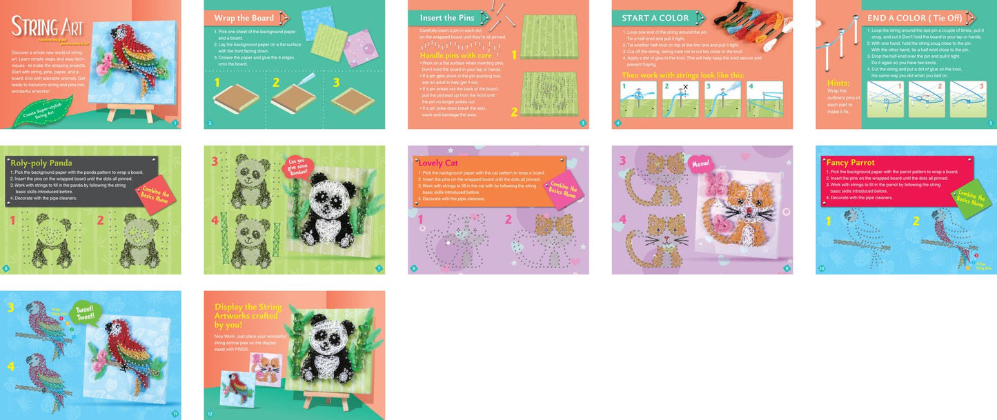 Kaper Kidz String Art Craft Kit with colorful strings and wooden board for kids' arts and crafts projects.