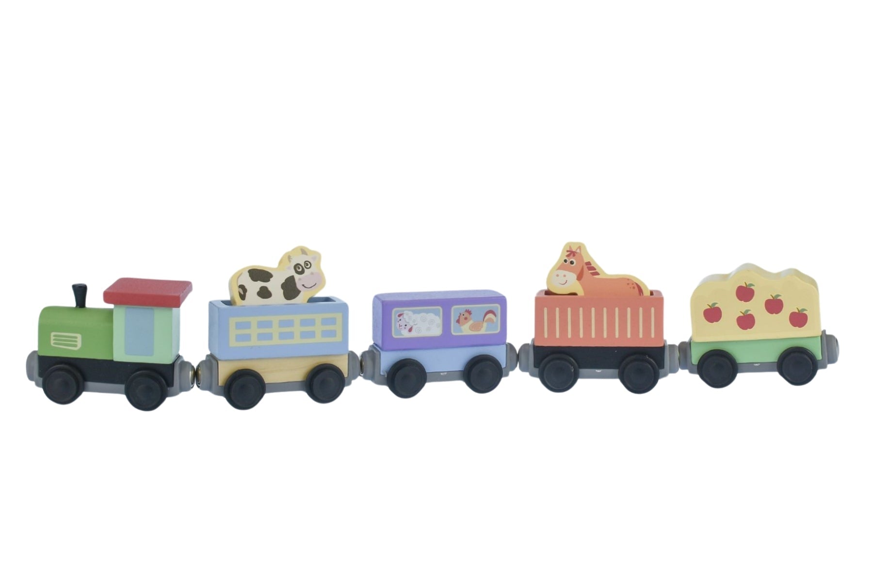 Kaper Kidz Sundae Farm Train Set with colorful train, farm scenery, and accessories for kids' imaginative play.