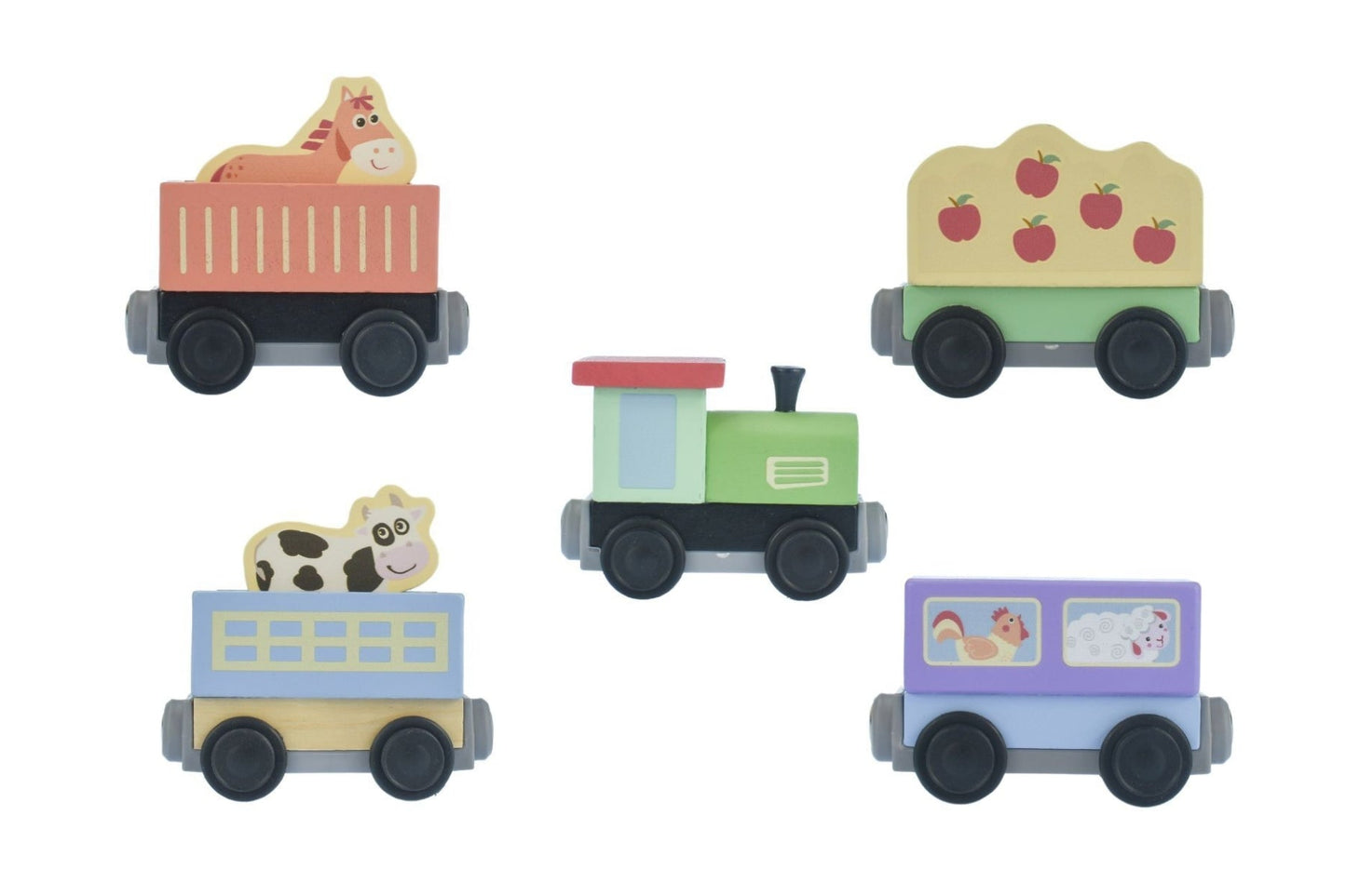Kaper Kidz Sundae Farm Train Set featuring colorful train cars and farm-themed accessories for imaginative play.