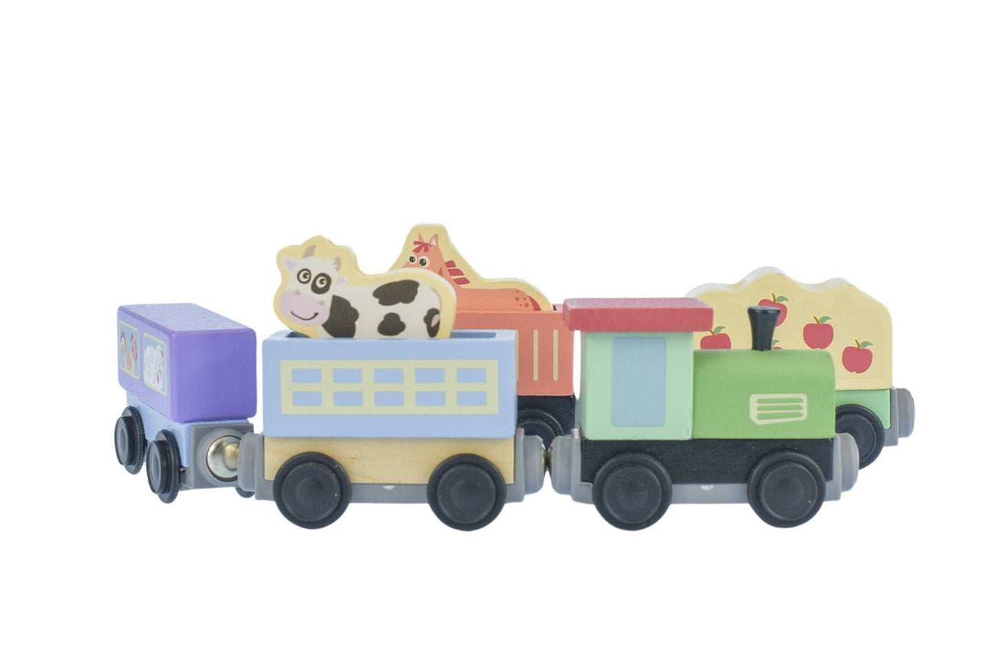 Kaper Kidz Sundae Farm Train Set featuring colorful train cars and farm-themed accessories for kids' imaginative play.