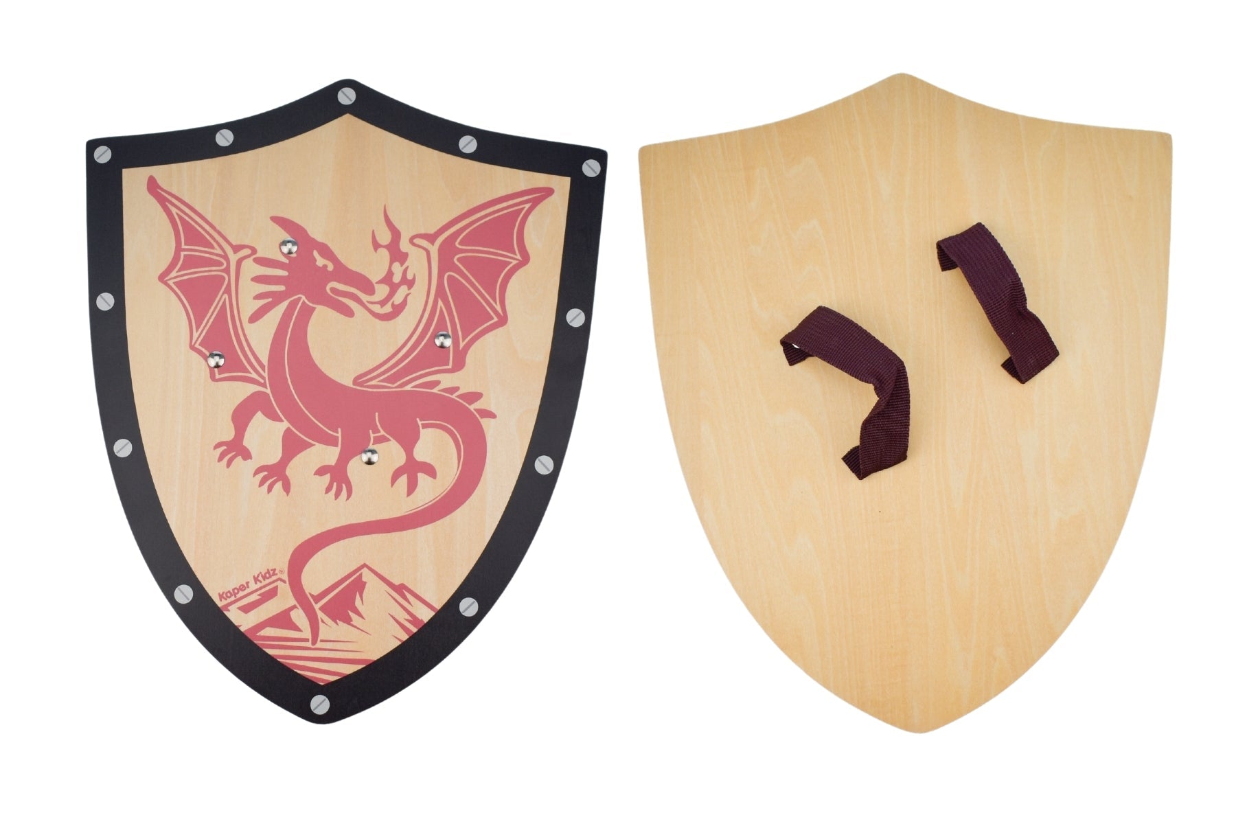 Kaper Kidz Sword and Shield set featuring a colorful dragon design, suitable for imaginative play and costume accessories.
