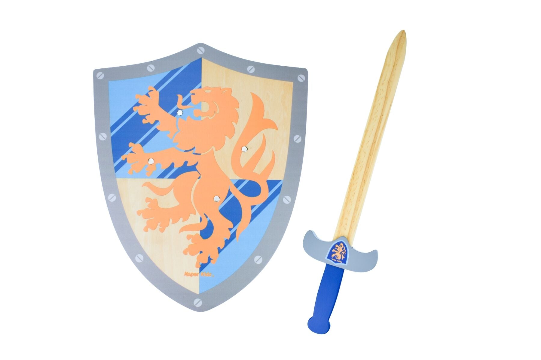 Kaper Kidz Sword & Shield Lion toy featuring a lion design with a sword and shield for imaginative play