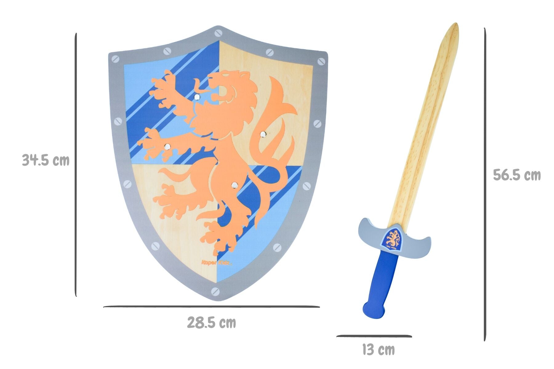 Kaper Kidz Sword & Shield Lion toy featuring a lion design with a sword and shield for imaginative play