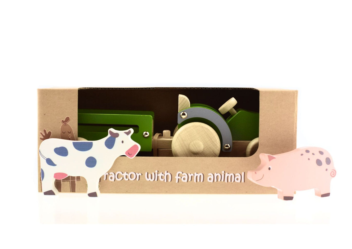 WOODEN TRACTOR WITH FARM ANIMAL - Bamboo Sprout