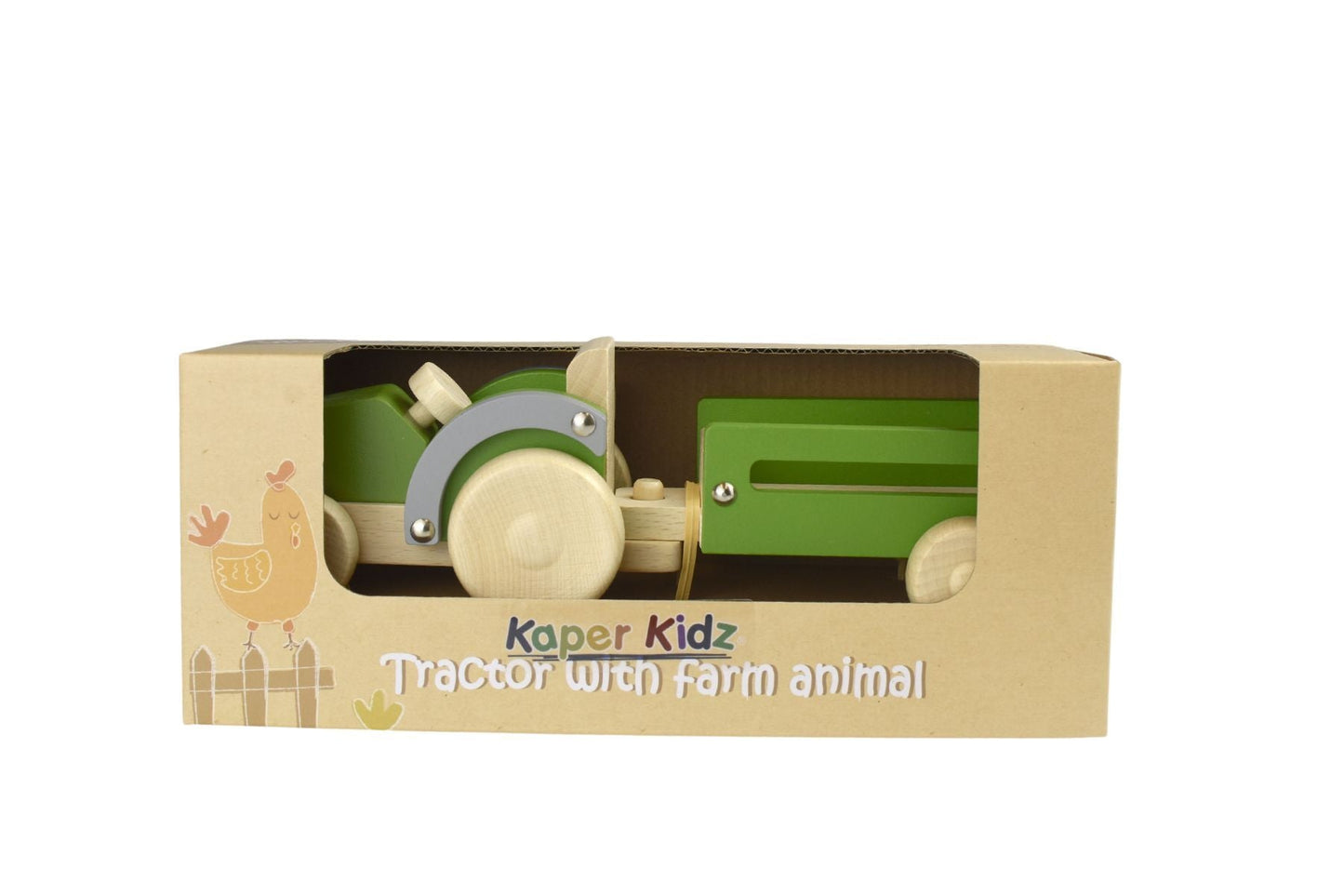 WOODEN TRACTOR WITH FARM ANIMAL - Bamboo Sprout