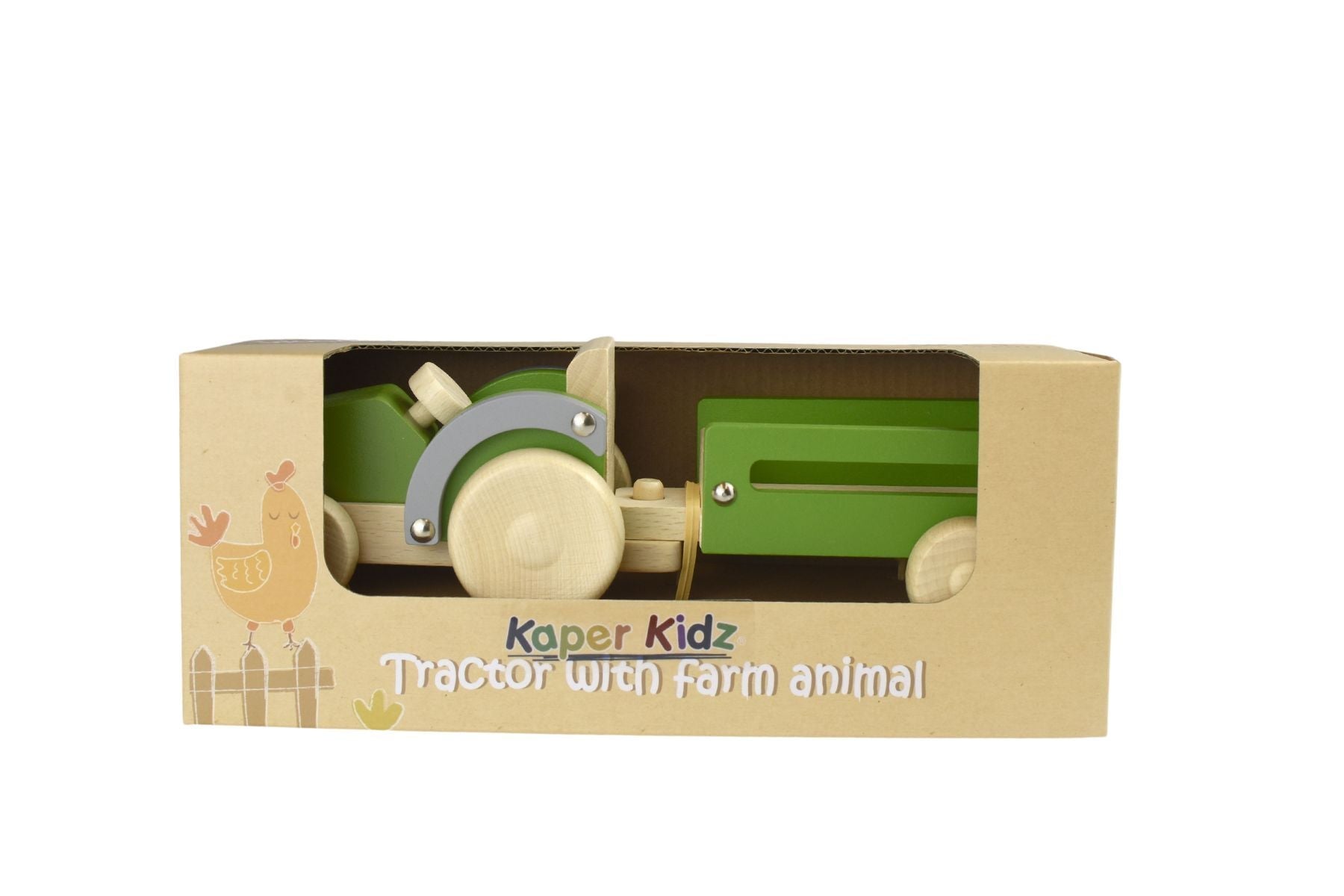 WOODEN TRACTOR WITH FARM ANIMAL - Bamboo Sprout