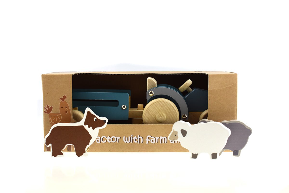 WOODEN TRACTOR WITH SHEEP DOG - Bamboo Sprout