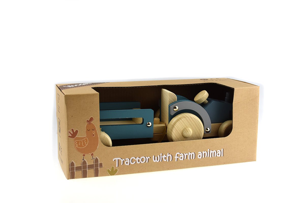 WOODEN TRACTOR WITH SHEEP DOG - Bamboo Sprout