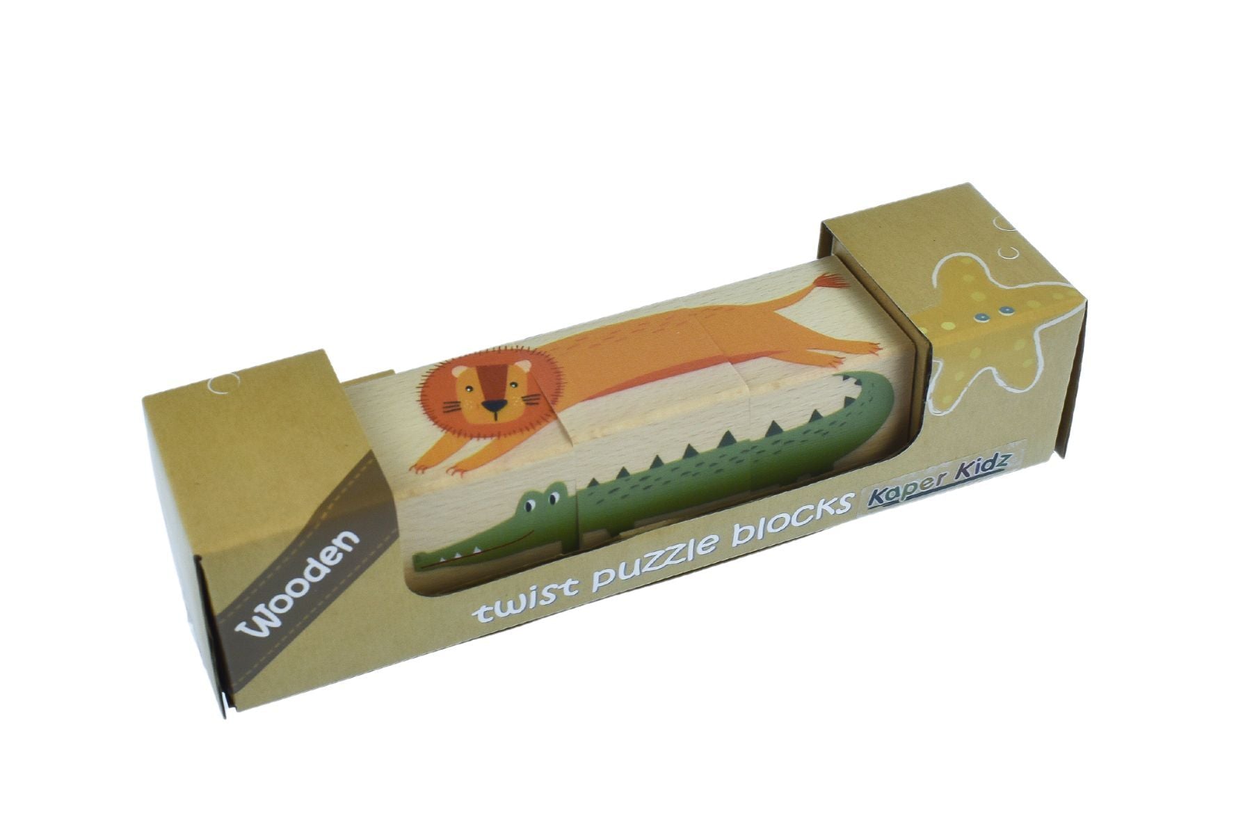 WOODEN TWIST PUZZLE BLOCK JUNGLE ANIMAL - Bamboo Sprout