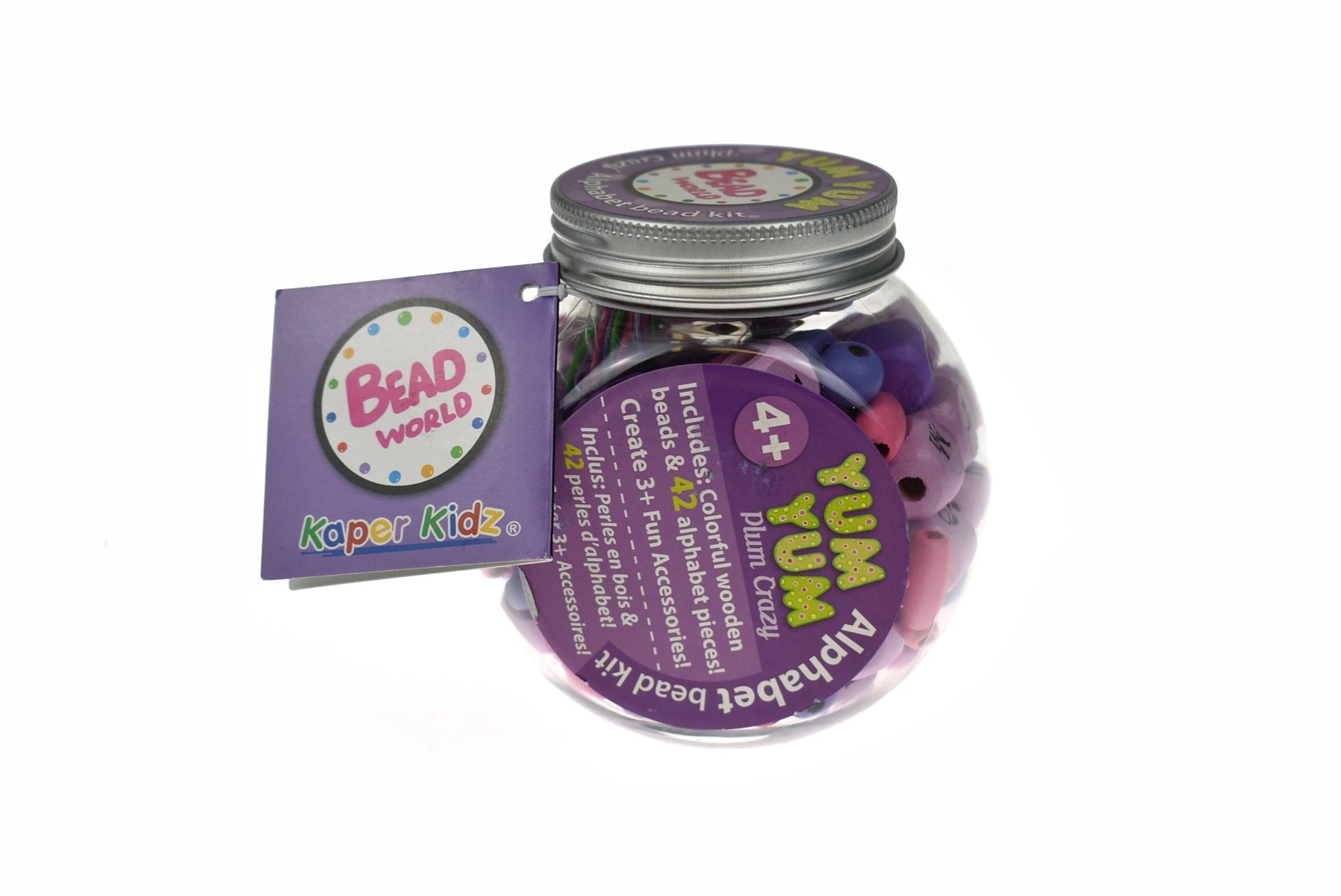 YUM YUM PURPLE PLUM CRAZY ALPHABET BEAD CRAFT KIT - Bamboo Sprout