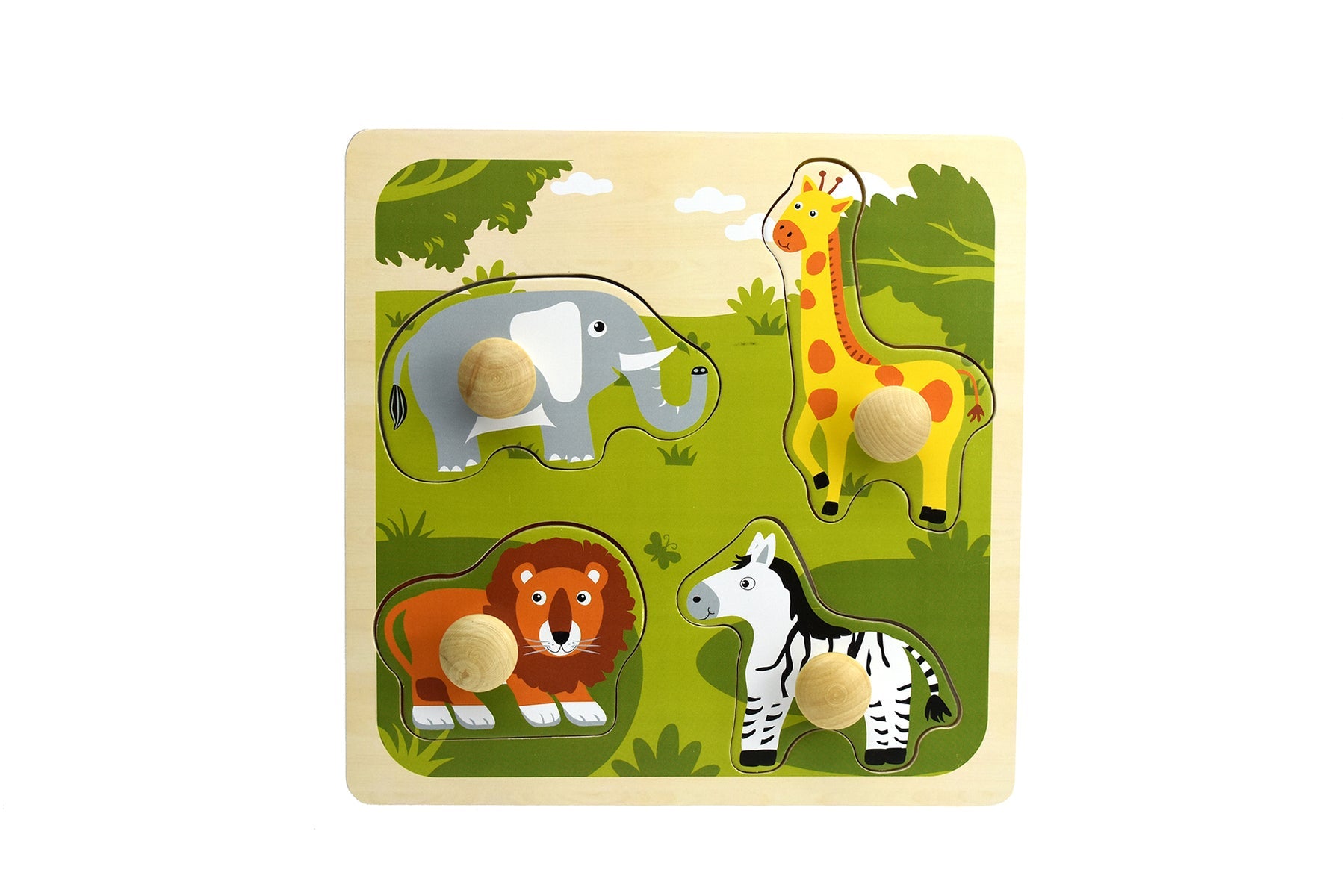 SAFARI ANIMAL LARGE PEG PUZZLE - Bamboo Sprout