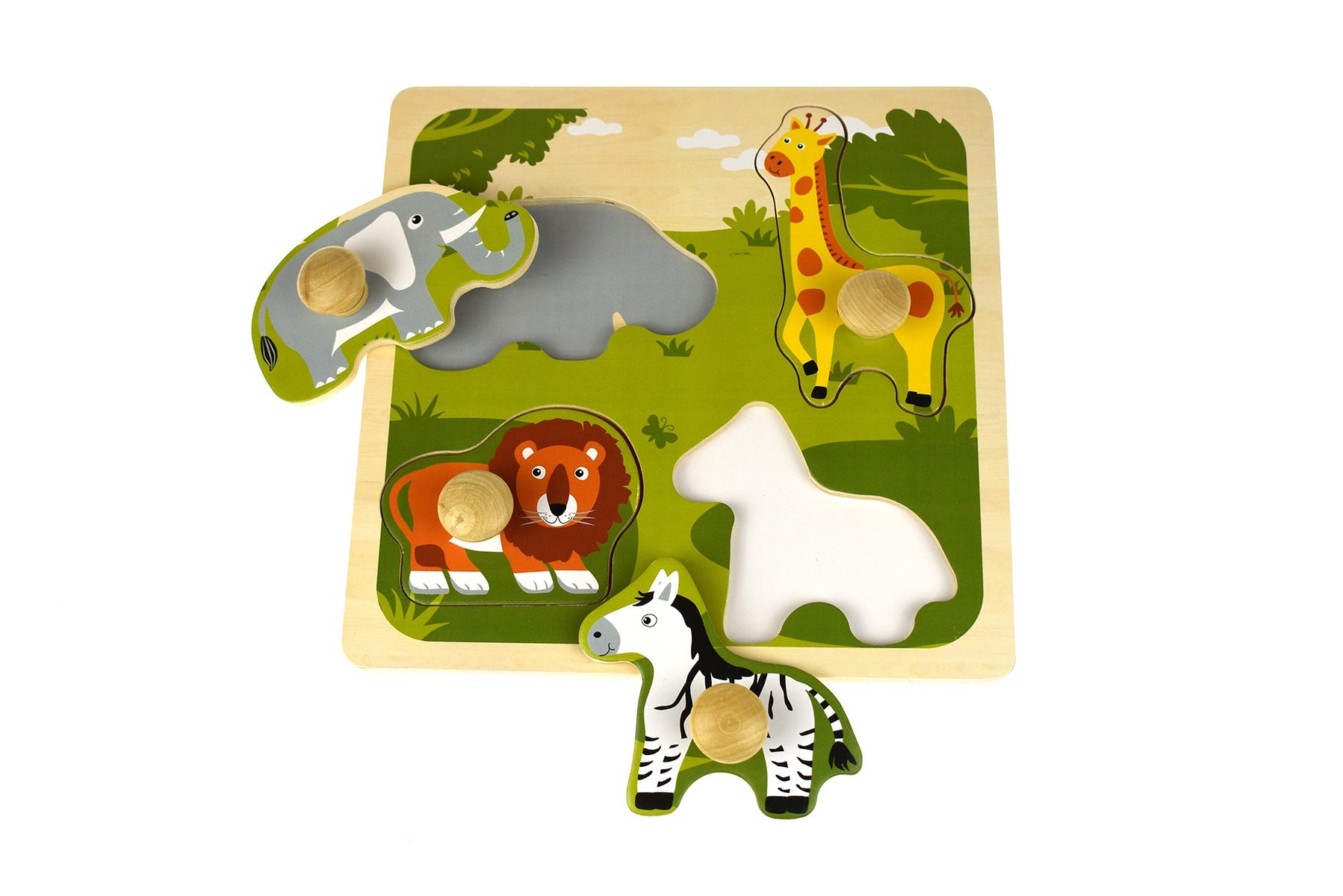 SAFARI ANIMAL LARGE PEG PUZZLE - Bamboo Sprout