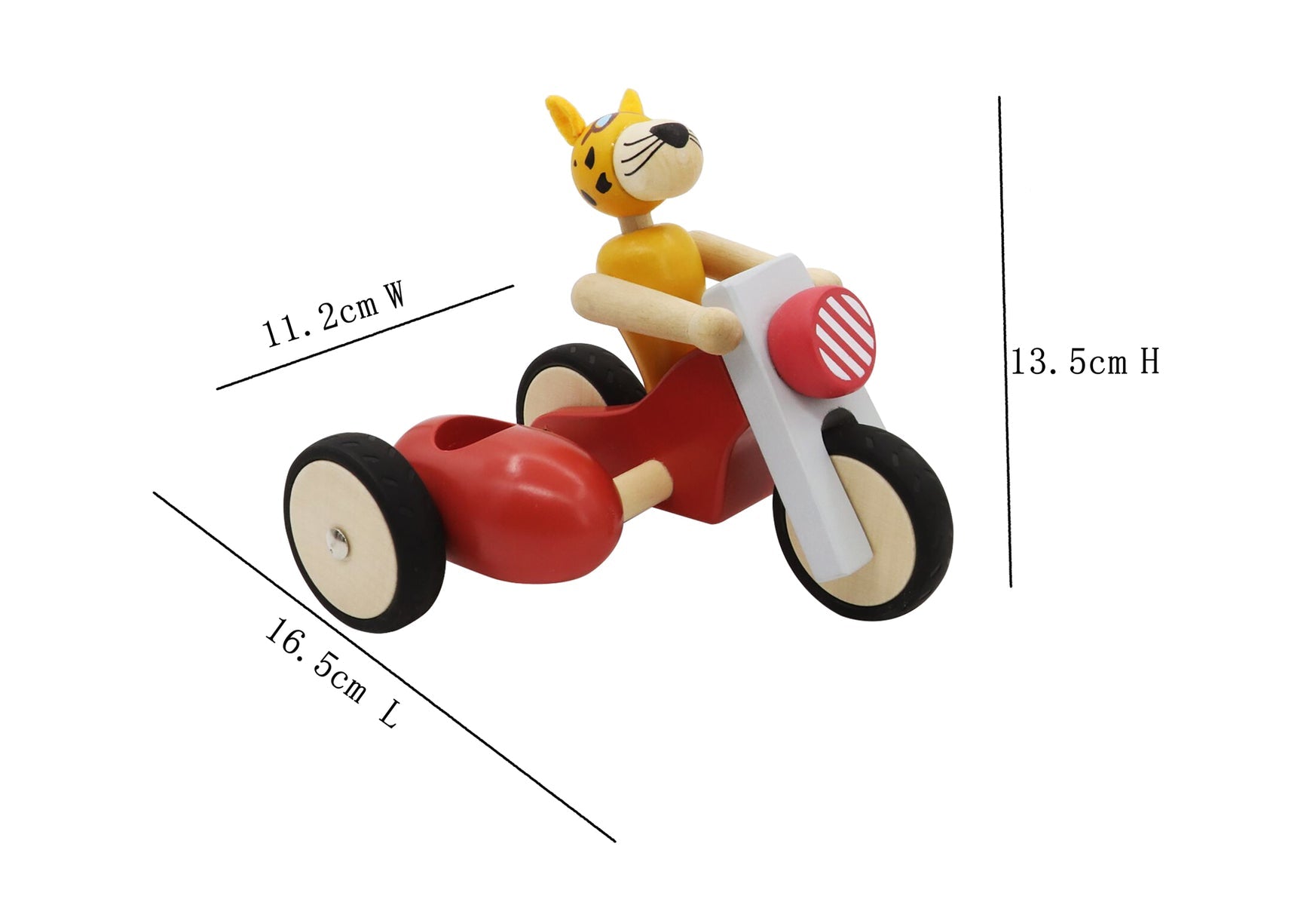 RETRO MOTOR TRICYCLE WITH CUTE LEOPARD DRIVER BLUE - LARGE - Bamboo Sprout