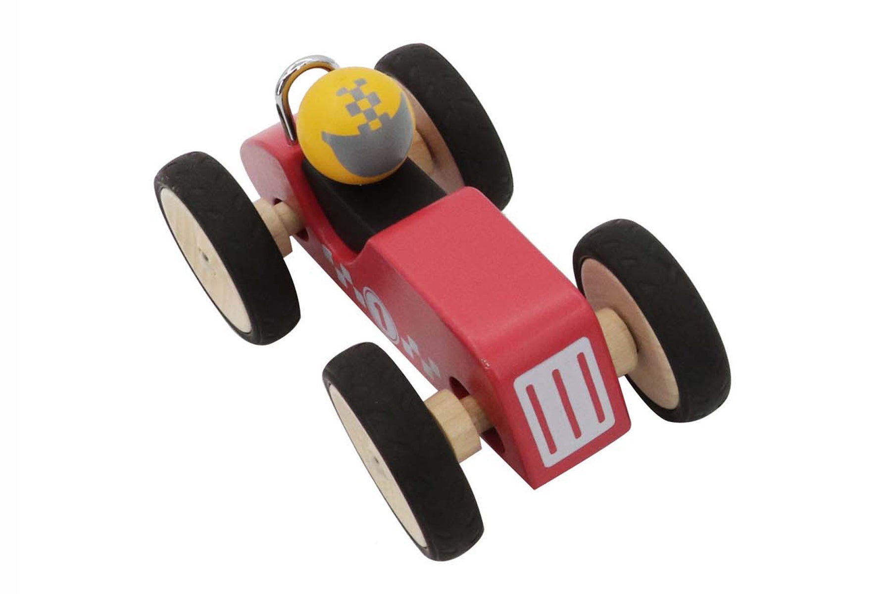 Large red retro racing car toy by Kaper Kidz, featuring classic design and vibrant color, perfect for kids' play and collection.
